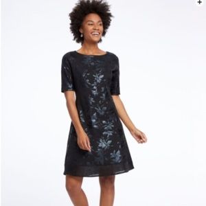 Nic + Zoe Floral Ponte Cocktail Dress Black LBD NWT Size Small Short Sleeves